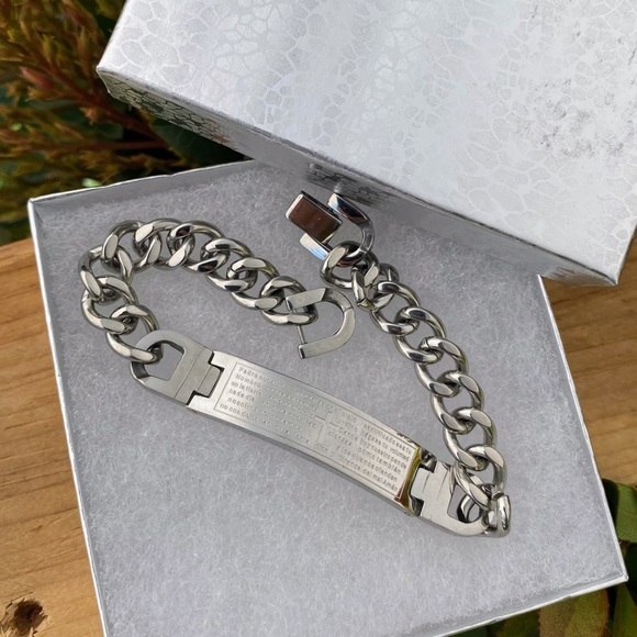 Lord’s Prayer Men Bracelet Stainless Steel/Padre Nuestro Acero Inoxidable Unisex - Picture 3 of 6